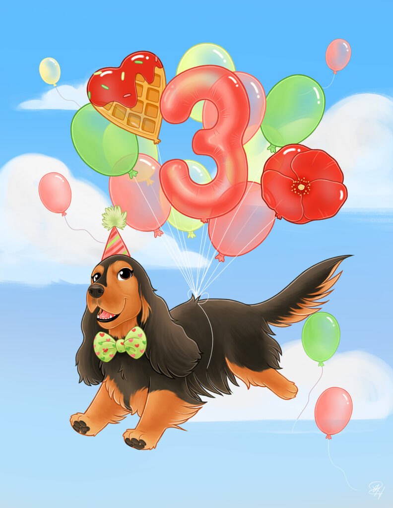 Happy Pawthday Ballons poppy